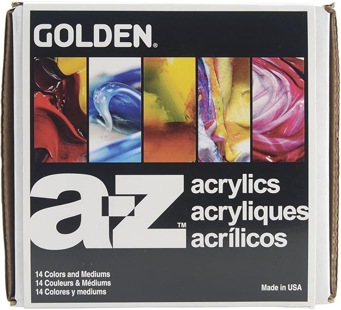 GOLDEN Artist Acrylics Explorer 14 Set, 10 Colors & 4 Mediums
