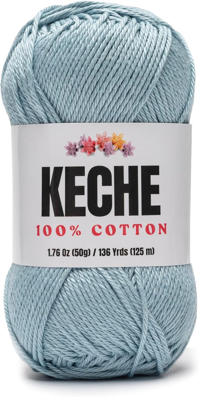 Cotton Yarn - 100% Cotton Yarn for Crocheting and Knitting, Mercerized Cotton Amigurumi Yarn Fine-Sport 2 1.76 oz (50g) / 136 Yrds (125 m) - ICE Blue