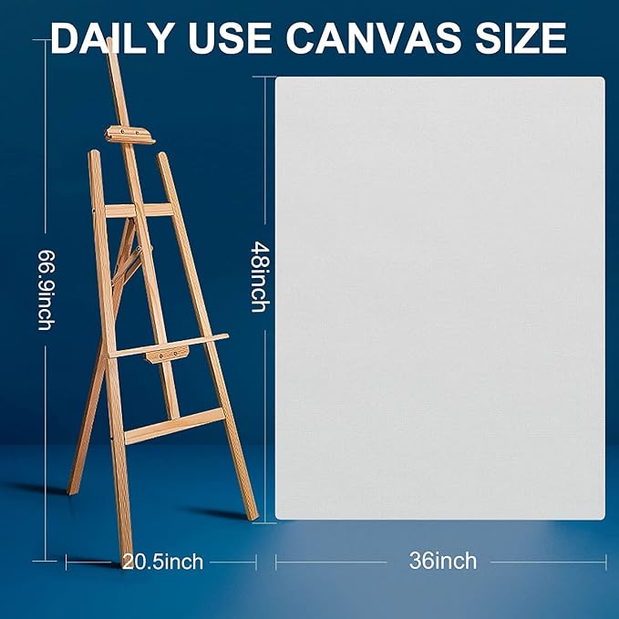 Large Canvases for Painting 36x48 Inch 3-Pack, 12.3 oz Triple Primed Acid-Free 100% Cotton Stretched Canvas, Blank Large Canvas for Oil Paint Acrylics Pouring & Wet Art Media