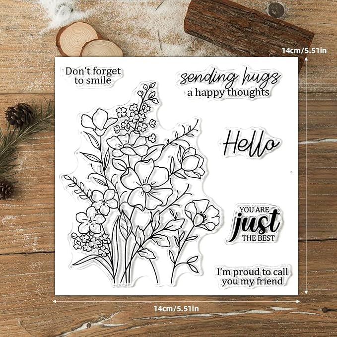 Clear Stamps and Metal Cutting Dies Set for Card Making Scrapbooking, DIY Craft Stamps and Dies Kit for Journaling, Albums, Greeting Cards, Holiday Cards, Birthday, Christmas (YX1915)
