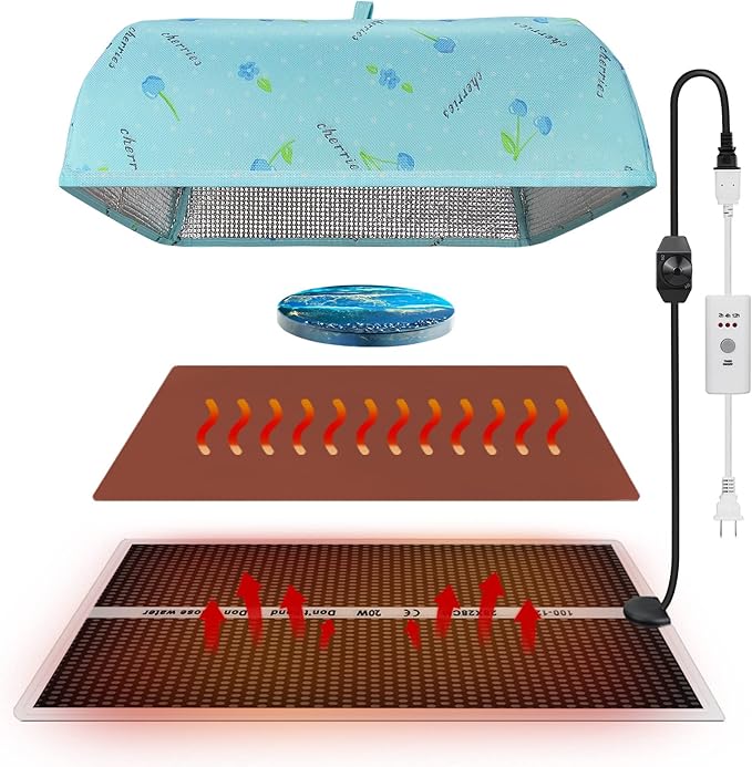 Epoxy Heating Mat with Cover Timer, Heat Pad for Resin Molds, Fast Curing Drying Warming Machine