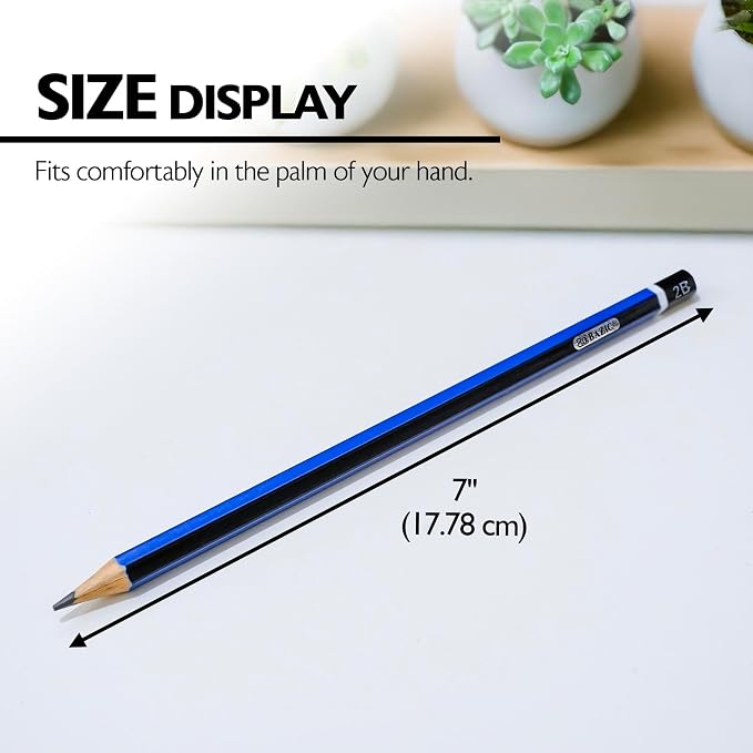 BAZIC PRODUCTS Drawing Sketching Pencils, 8B to HB Graphite, 6 Count | graphite grades 8B to HB, full tonal range, shading, blending, line work, fine art