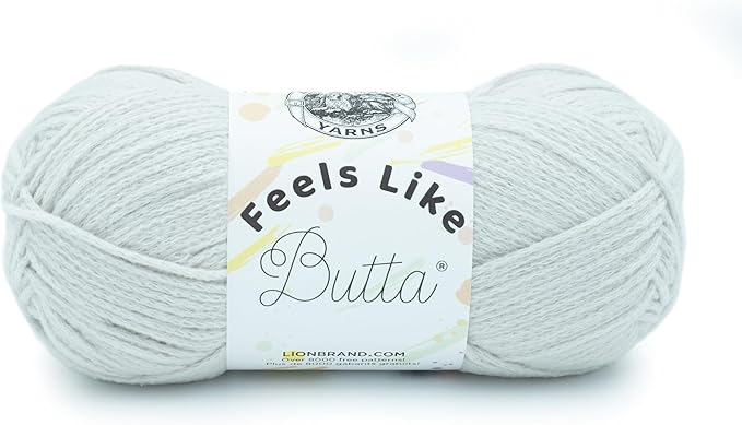 Lion Brand Yarn, Feels Like Butta Soft Yarn, Rainy Day, Off White, 1 Pack | Buttery Soft Machine Washable Worsted Weight Knit Fiber for Cuddly Baby Blankets, Warm Sweaters, Smooth Amigurumis
