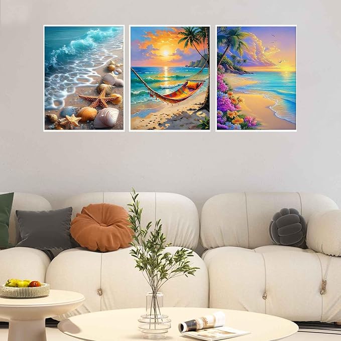 Ycydilirab 6 Pack Diamond Art Kits for Adults,Sea Turtle 5D Diamond Painting Kits for Adults,Seaside Scenery DIY Gem Painting Perfect for Gifts and Home Wall Decor 10x12inch