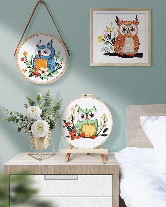 TINDTOP Embroidery Kit for Adults, Owl Embroidery Practice Kit