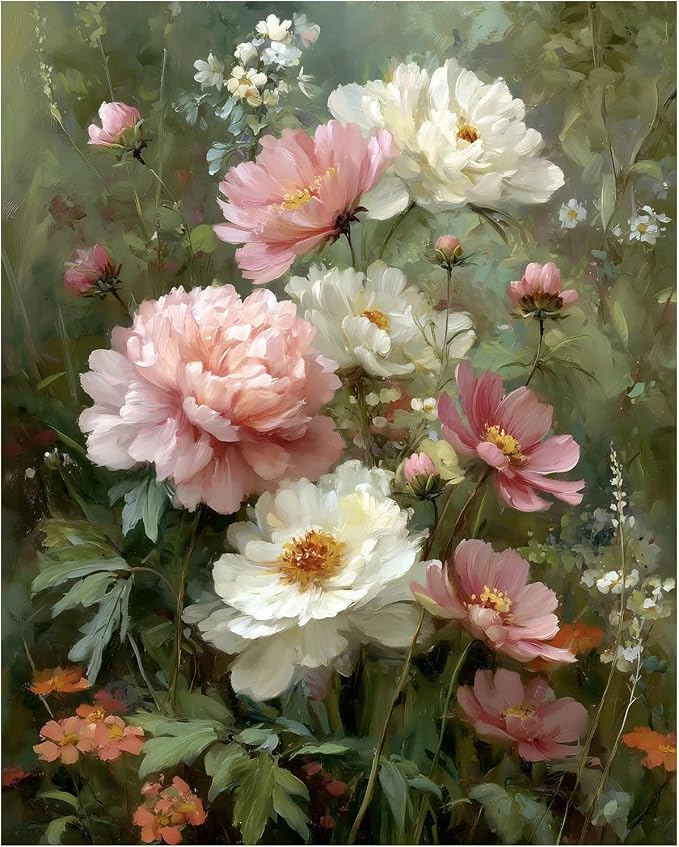Flowers Diamond Art Kits,Diamond Painting Kits for Adults,Gem Art 12x16inch
