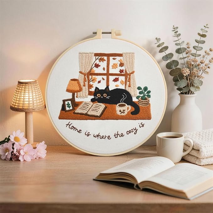 Zepiany Embroidery Kit for Beginners Cat All in One Cross Stitch Starter