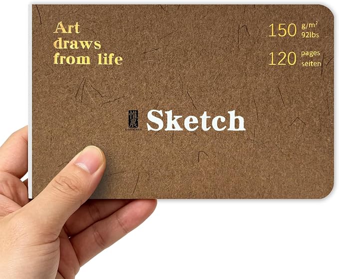 Hardcover Pocket Sketchbook, 3.5" x 5.4" Mini Small Travel Drawing Journal, 92lb/150gsm Heavyweight Paper, 120 Pages Blank Sketch Book for Adults Artists Mixed Media, Ideal Gift,Coffee