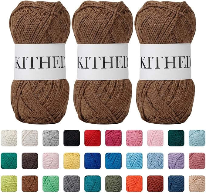 Cotton Yarn，10.5oz，526yard，3 Pack ，Soft Yarn for Crocheting and Knitting (33 Caramel)