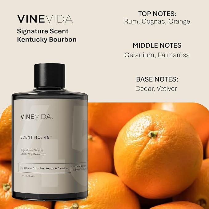 VINEVIDA [16oz] Kentucky Bourbon Fragrance Oil for Candle Making Scents Soap, Perfume Oils, Soy Candles, Masculine Beard Lotion, Cologne Men, Manly Bath Bombs, Body Spray, ARTS-FOBP-KENT-BOUR-16