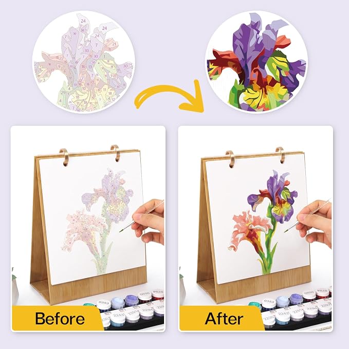 Lnjsipam Paint by Numbers Calendar 2027 - Flower Paint with Number for Gift | Flower Paint by Numbers Calendar, Easy DIY Calendar, Unique Gift for New Year, Flower Paint by Number Kit for Adults