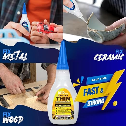 Thin CA Glue, Super Glue, Cyanoacrylate Adhesive, 3 Pcs 1.75oz Repair kit