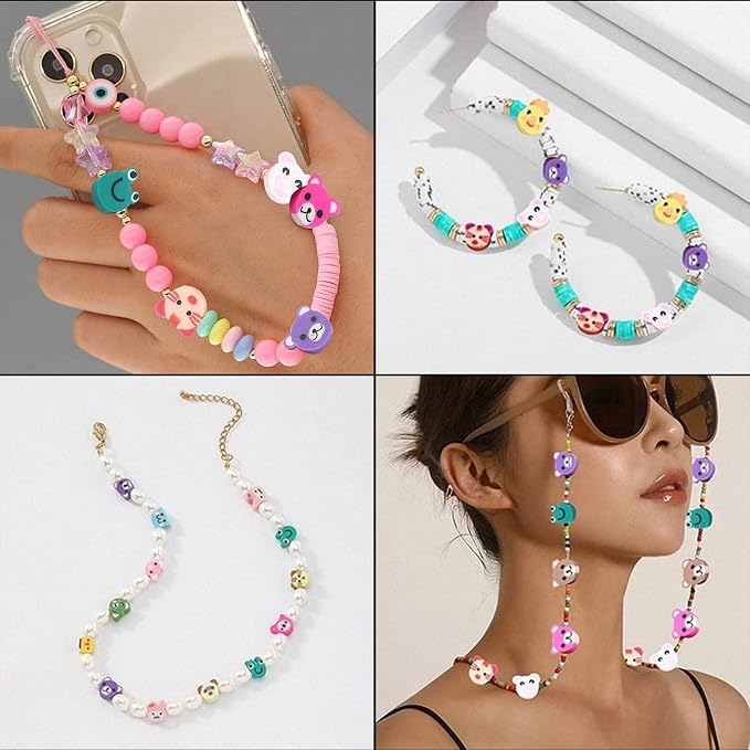 100 Pcs Polymer Clay Beads Cartoon Heishi Spacer Beads Supplies for DIY Bracelet Earring Necklace Jewelry Making (Animal)