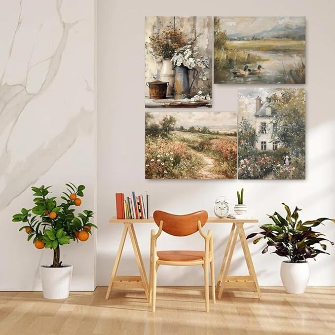 4 Pack Flower Paint by Numbers Kit for Adults,Color By Numbers for Adults | Scenery and Flower Decor Painting by Number On Canvas, Paint Number Artist Funny Without Frame DIY, Home Wall Decor, 12x16in