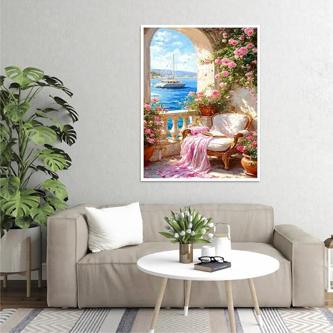 YarnMate Scenery Paint by Numbers for Adults,Resting by Lake Paint by Number for Adults Beginner,Easy Acrylic Paint by Number on Canvas for Relax and Home Wall Decor 16X20 Inch (Without Frame)