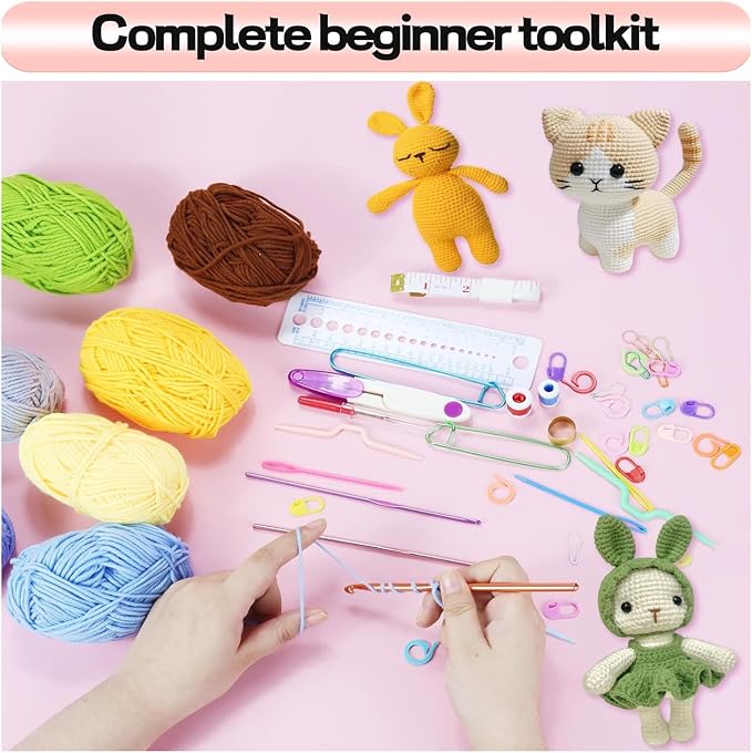 Crochet Kit for Beginners, 336Pcs Crochet Kits with 30 Colors Yarn Set