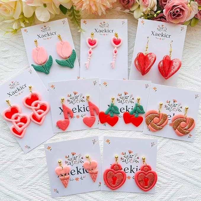 Heart Theme Polymer Clay Cutters – Molds, Clay Cutters for Polymer Clay, Clay Earring Tools Set