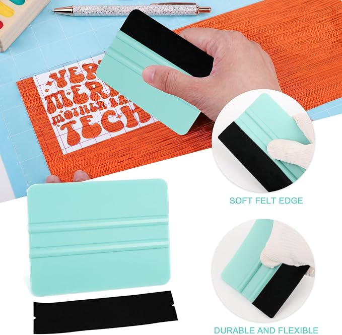 WRAPXPERT Vinyl Squeegee Tool,2 Pack Squeegees for Vinyls Pink and Teal,Felt Squeegee Vinyls Scraper Tool for Crafting Vinyl Application
