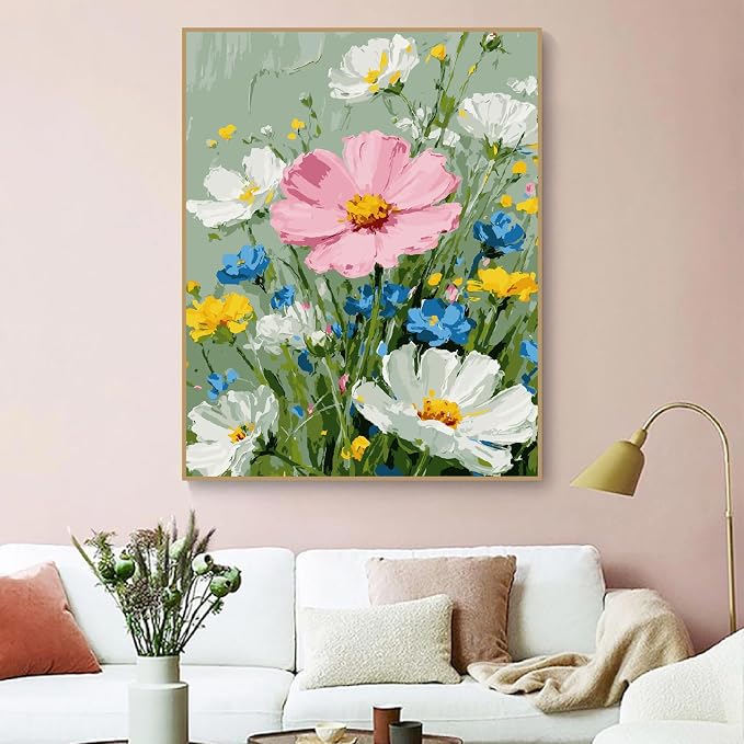 ZRIZQ Flowers Paint by Numbers Kit for Adults Beginner,Wildflowers,16x20