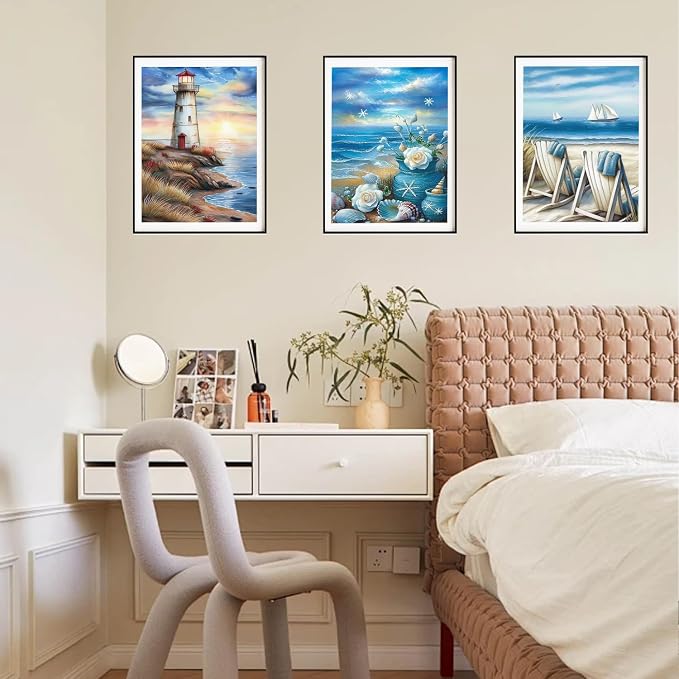DOZEEZOP 6-Pack Diamond Art Kit for Adults, 5D Diamond Painting 12x16 Inch | Coastal pictures, Full Round Drills, Home Wall & Shelf Decor, Beginner-Friendly DIY Craft, Stress Relief, All-Occasion Gift