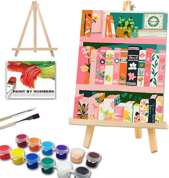 ICYANART Paint by Numbers for Adults Framed, Book Number Painting 8x12In