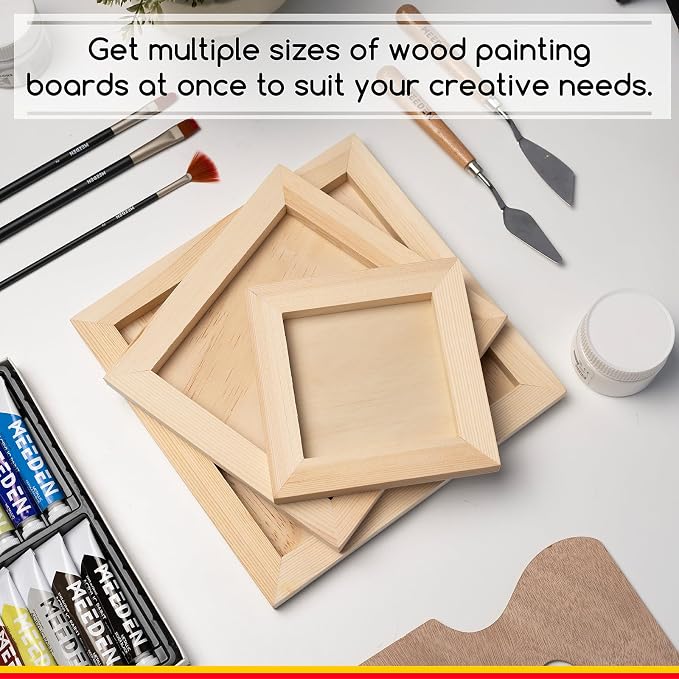 MEEDEN Unfinished Wood Canvas Board:6x6 8x8 10x10 Canvas Panel Pack of 6
