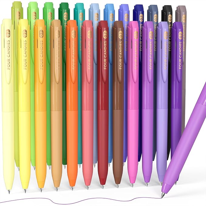 Four Candies Quick Dry Ink Colorful Pens Set, 24 Colors