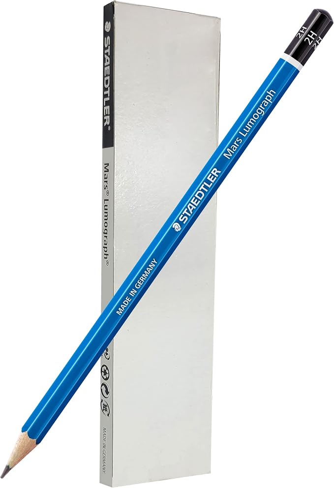 STAEDTLER Mars Lumograph 2H Graphite Art Drawing Pencil, 6 Pencils | for Sketching and Shading, Break-Resistant Premium Woodcase Drawing Pencils, 6-Piece Set