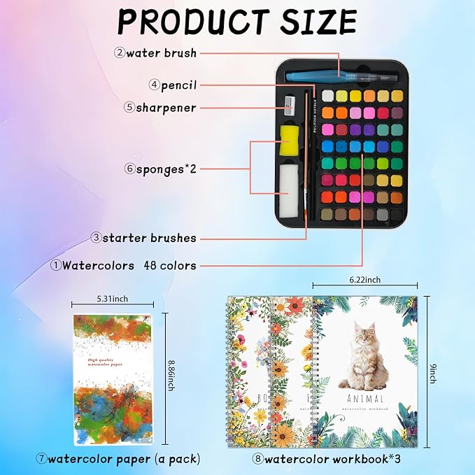 Water Color Paint Book Set for Beginners Step-by-Step Guide 3 Packs