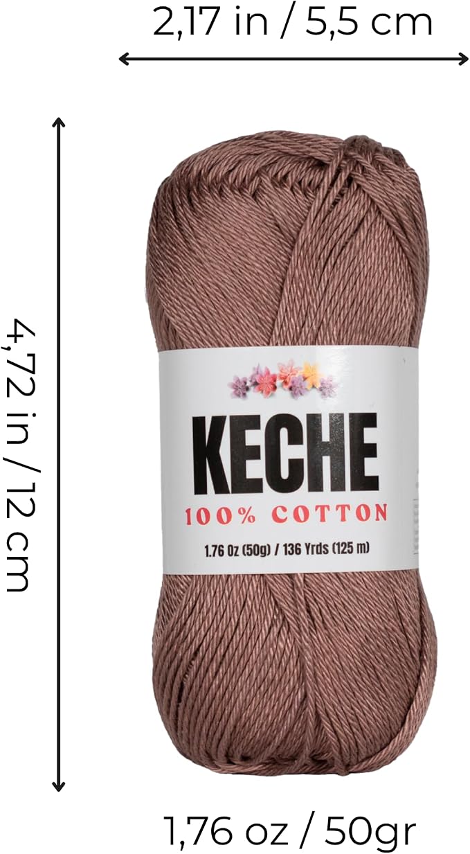 Cotton Yarn - 100% Cotton Yarn for Crocheting and Knitting, Mercerized Cotton Amigurumi Yarn Fine-Sport 2 1.76 oz (50g) / 136 Yrds (125 m) - Camel