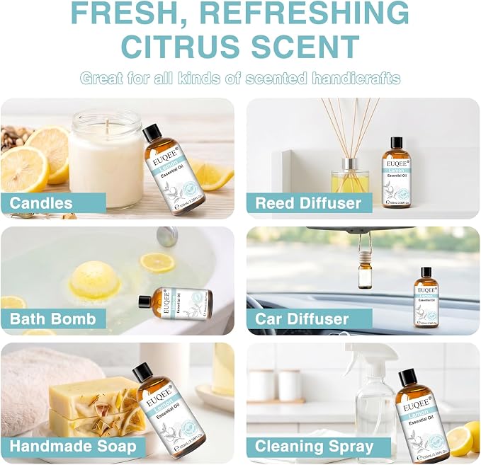 EUQEE 100ml Lemon Essential Oil for Spray 3.38 Fl Oz