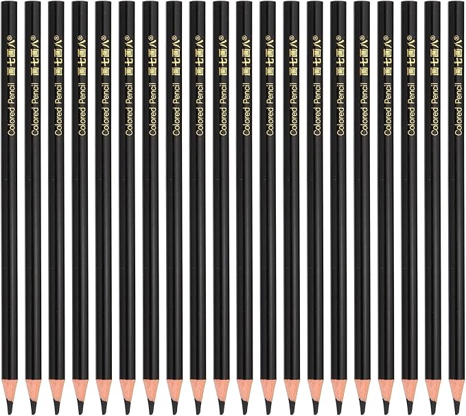 PATIKIL Black Colored Pencils Set Oil Color Pencils Wooden 20 Pcs