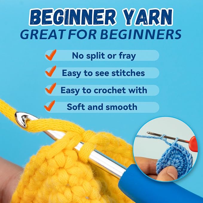 60g Pink Yarn for Crocheting and Knitting;66m (72yds) Cotton Yarn for Beginners with Easy-to-See Stitches;Worsted-Weight Medium #4;Cotton-Nylon Blend Yarn for Beginners Crochet Kit Making