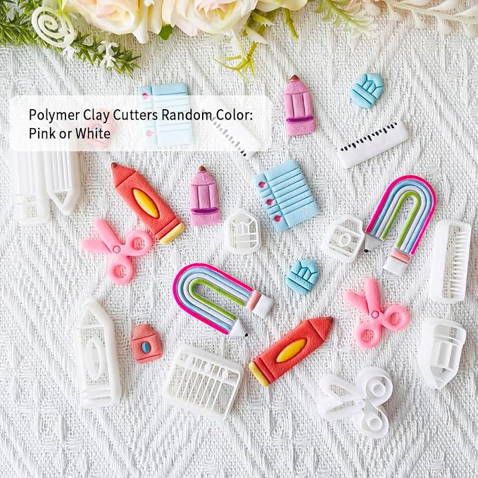 School Supplies Polymer Clay Cutters Set – Molds, Clay Cutters for Polymer Clay, Clay Earring Tools