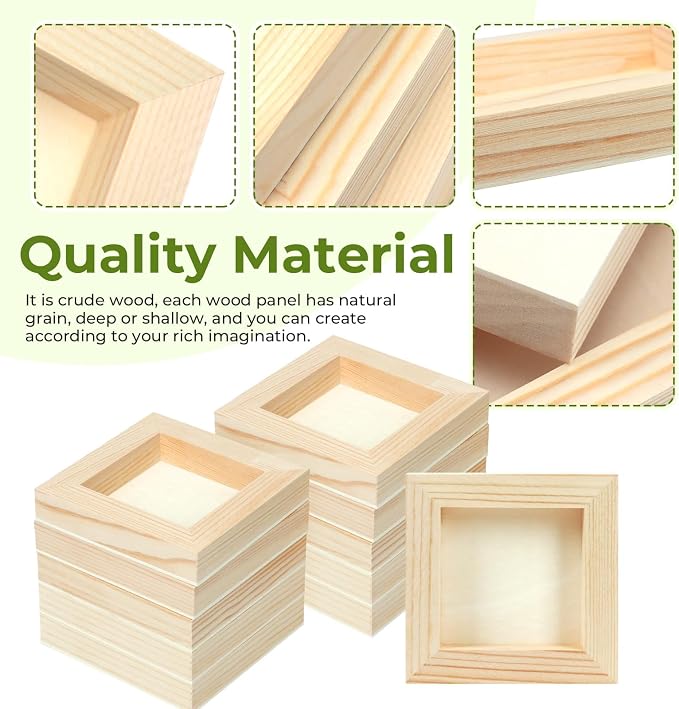 FSWCCK 15 Pack 4 x 4 inch Wood Panel Boards, Unfinished Wood Canvas Panels for Crafts, Painting Canvas, DIY Art Projects, Pouring, Arts Use with Oils, Acrylics