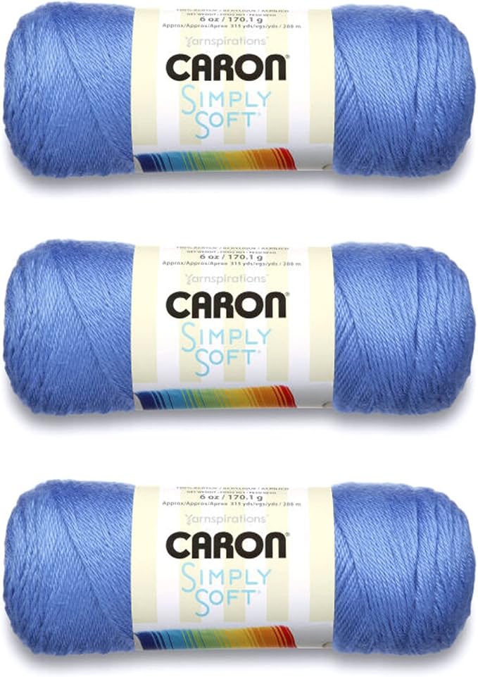 Caron Simply Soft Brites Acrylic Yarn for Crocheting, Berry Blue, 3-Pack | #4 Worsted Yarn, 100% Acrylic, Soft Acrylic Yarn for Crocheting, Knitting, Garments & DIY Projects, 315yd, 170g/6oz per skein