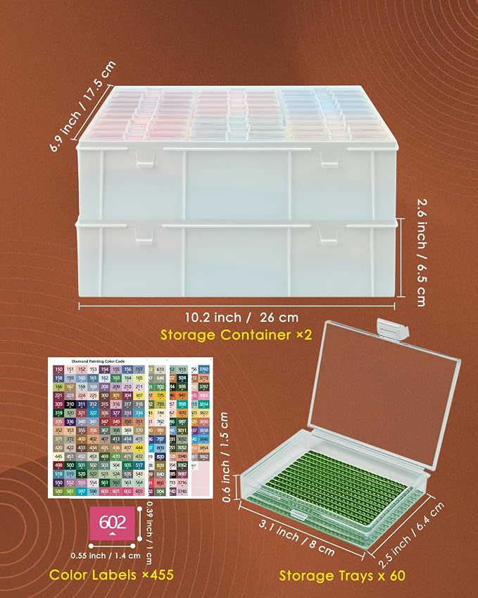 Diamond Art Trays with Lids, 60PCS Diamond Painting Storage, White | 60PCS Diamond Painting Trays with Lids ＆ Diamond Art Storage, Diamond Painting Accessories for Beads (2 Packs)