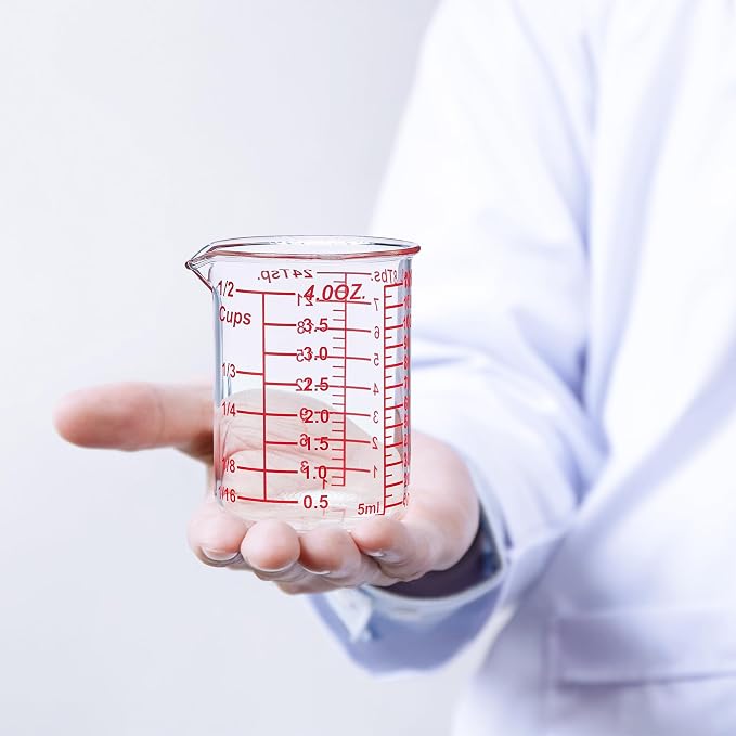 Ackers BORO3.3 4 oz/120 ml Glass Measuring Cup with V-Shaped Spout, 1 Count