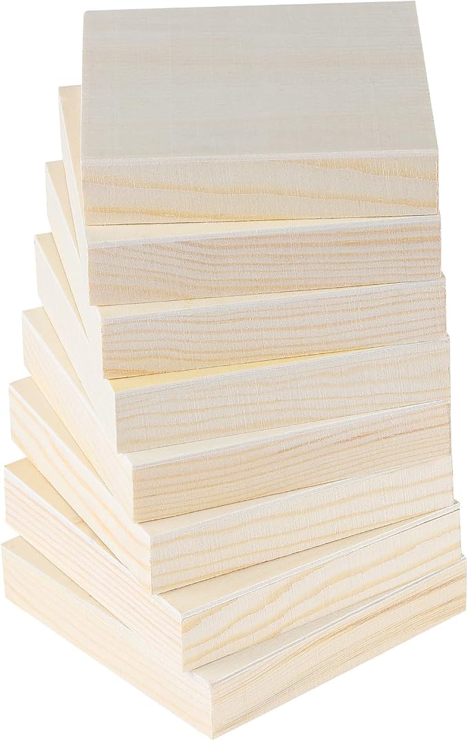 ADXCO 8 Pack Wood Panels 4 x 4 Inch Unfinished Wood Canvas Wooden Panel Boards for Painting, Pouring, Arts Use with Oils, Acrylics