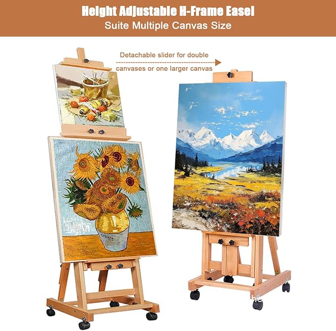 Art Easel for Painting, H-Frame Standing Studio Painting Easel