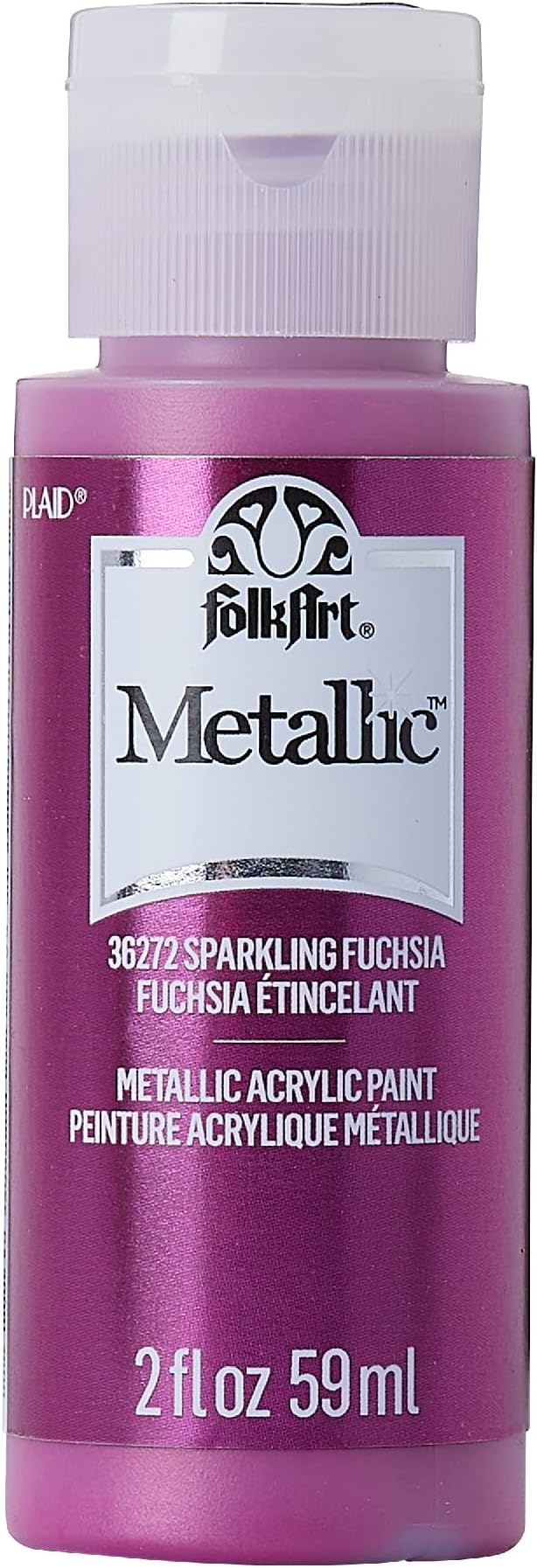 FolkArt Metallic Acrylic Craft Paint, Sparkling Fuschia 2 fl oz Premium Metallic Finish Paint, Perfect For Easy To Apply DIY Arts And Crafts, 36272