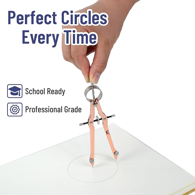 Mr. Pen- Geometry Set, 15 pcs, Rose Gold & Pink | 6 Inch Swing Arm Protractor, Divider, Set Squares, Ruler, Compasses and Protractor
