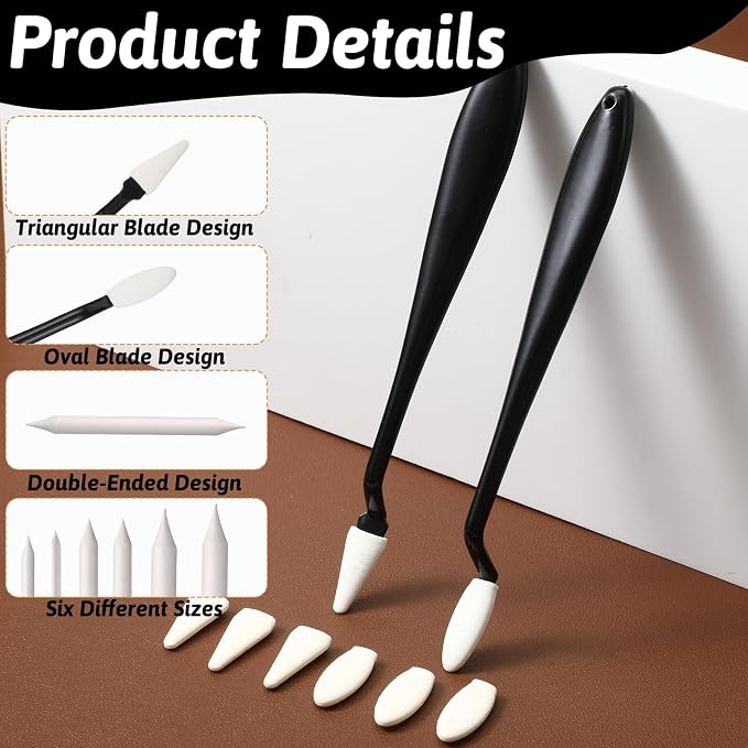 76 PCS Oil Pastel Blending Tools for Drawing, Blending Stumps and Paper Art Blenders Set with 60pcs Replacement Heads, Sponge Pens Sketch Drawing Tools for Highlighting Shadowing