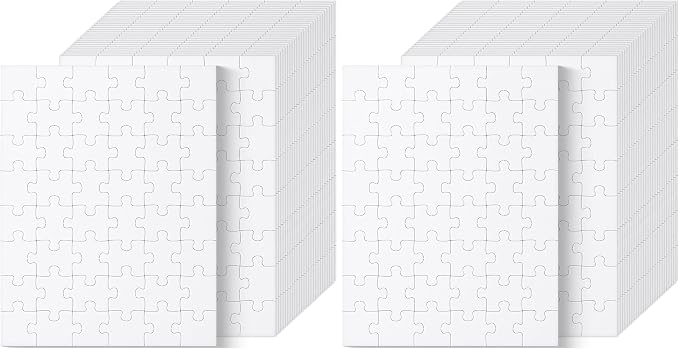 Mr. Pen- Blank Puzzle, 72 Pack, 48 Pieces/Pack, 8.5" x 11", White