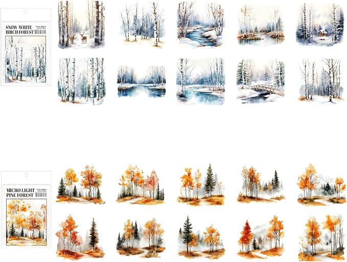 120 Pieces Botanical Tree-Themed PET Sticker
