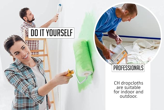 Canvas Drop Cloth for Painting (Size 4 x 5 Feet - Pack of 2) - Pure Cotton Painters Drop Cloth for Painting, Furniture & Floor Protection - All Purpose Thick Canvas tarp with Double Stitched Edges