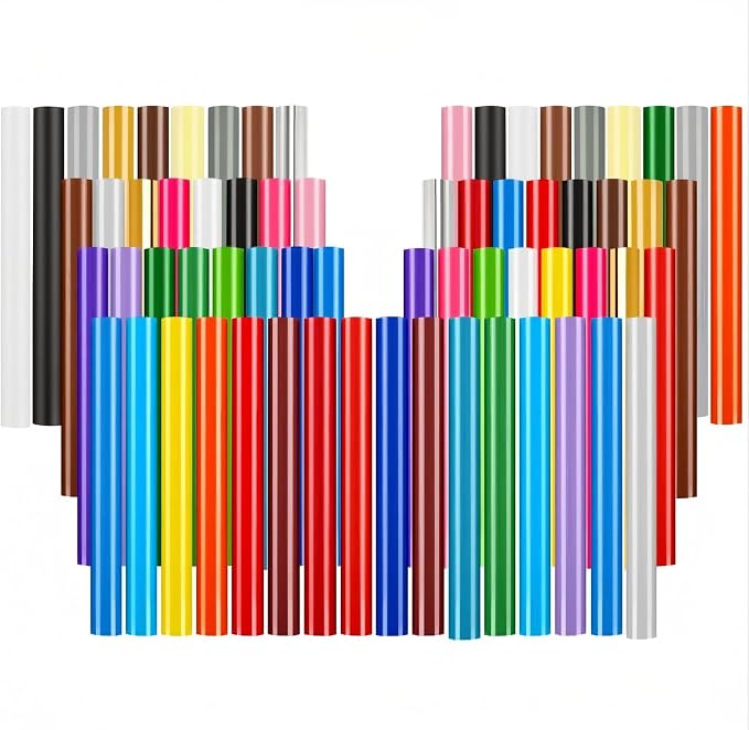 Prime Vinyl Permanent Vinyl - 67 Pack 12" x 12"- Assorted Colors Self Adhesive Vinyl Compatible with All Cutting Machines, Home Decor, Window, Mug, Party Decal