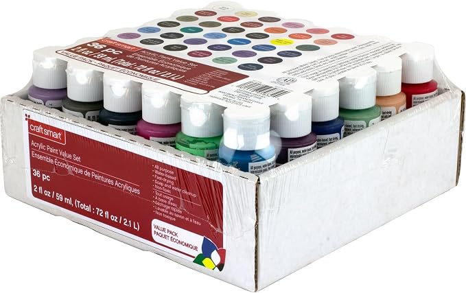 Craft Smart 36 Assorted Acrylic Paint Set - Non-Toxic Paint For Drawing, Painting, Art & Crafts Supplies - 1 Pack