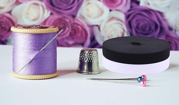 XKDOUS Elastic Band for Sewing, 0.75 Inch 16 Yards,2 Roll,Black and White