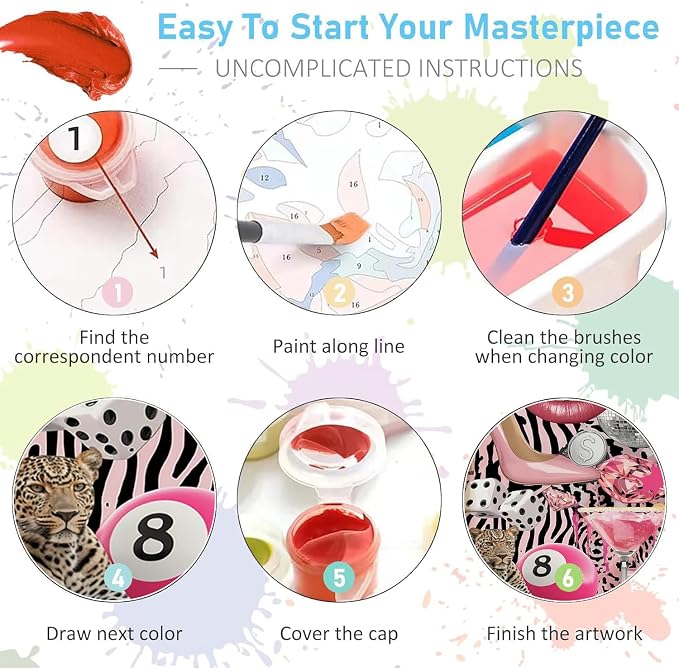 WUDWL Coquette Paint by Numbers Kit for Adults, Color By Numbers for Adults | Fashion Cheetah Decor Painting by Number On Canvas, Paint Number Artist Funny Without Frame DIY, Home Wall Decor, 12x16in